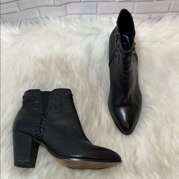 Anthropologie Dolce Vita Black Studded Leather Boot Sz 10 - Picture 1 of 6